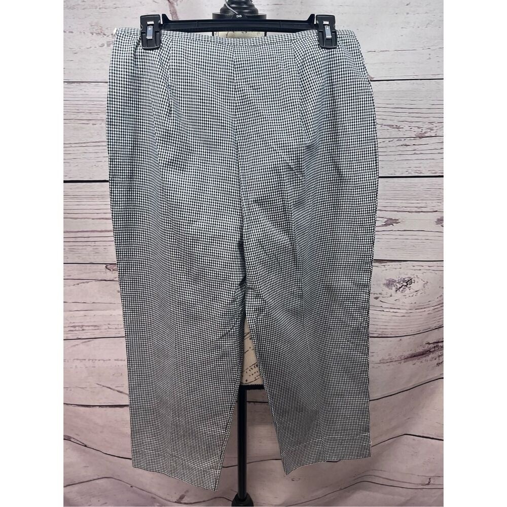 Worthington Gingham Cropped Pants Womens‎ 10 Black White Checkered Side Zip